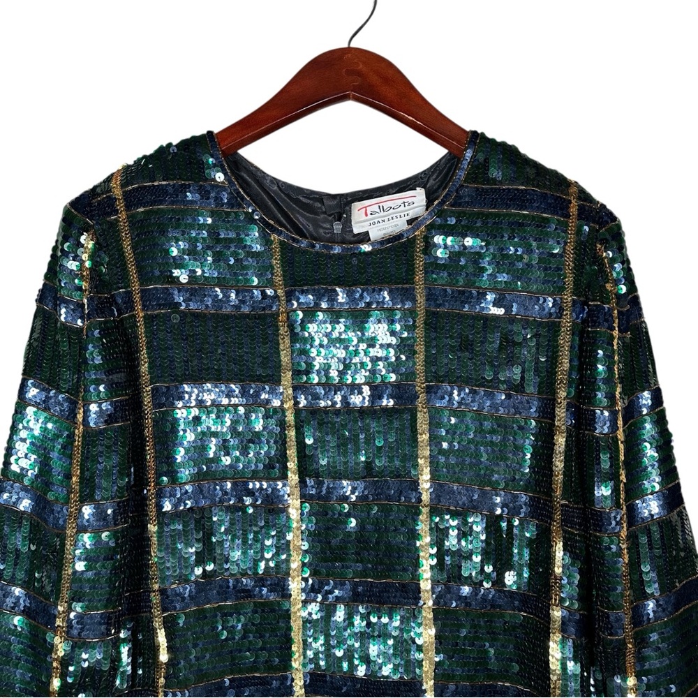 VINTAGE 80’s Sequined Silk-Lined Blouse - Picture 3 of 13